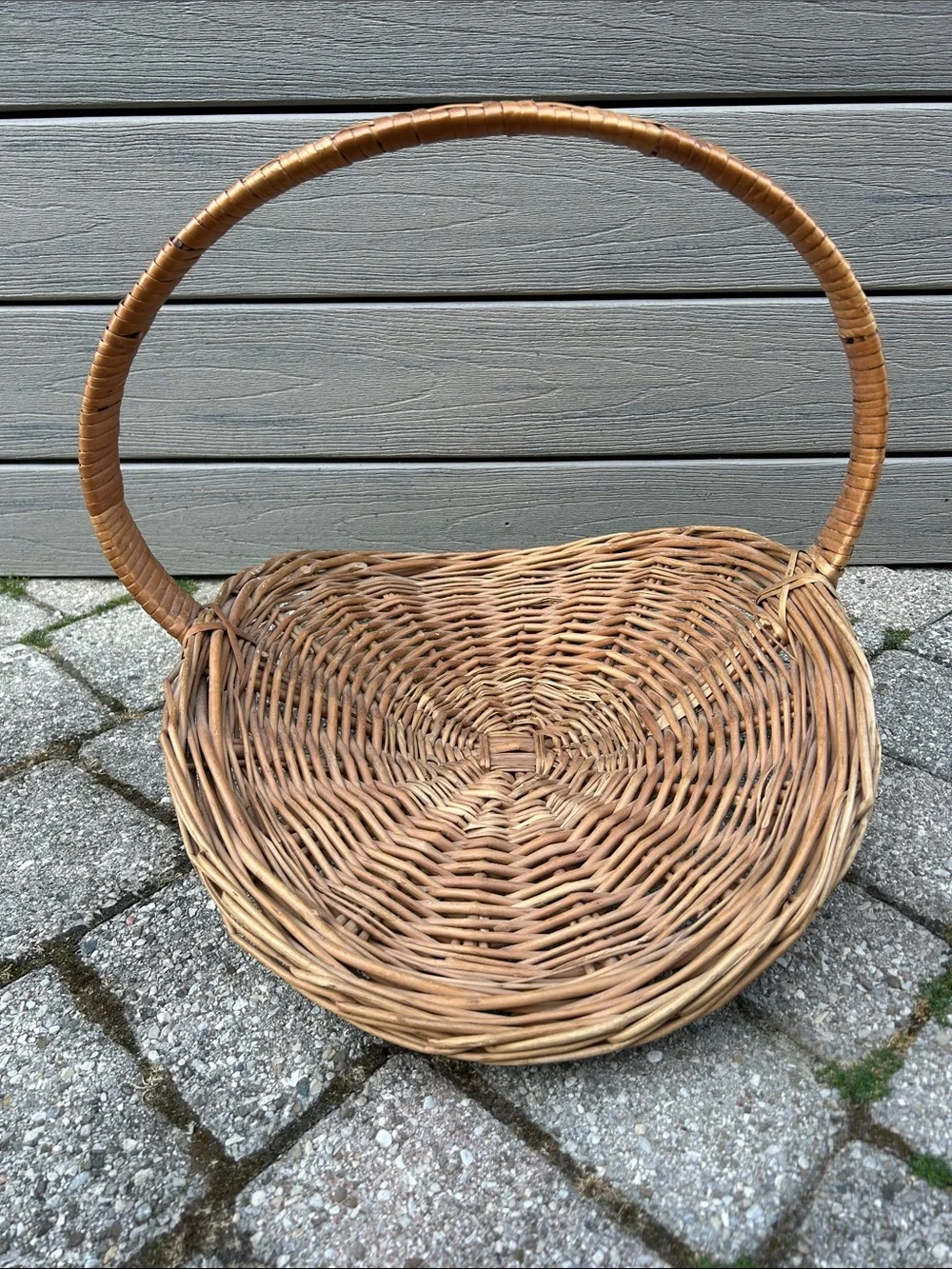 Vintage Wicker Gathering Harvest Basket Herb Flower Garden French Country